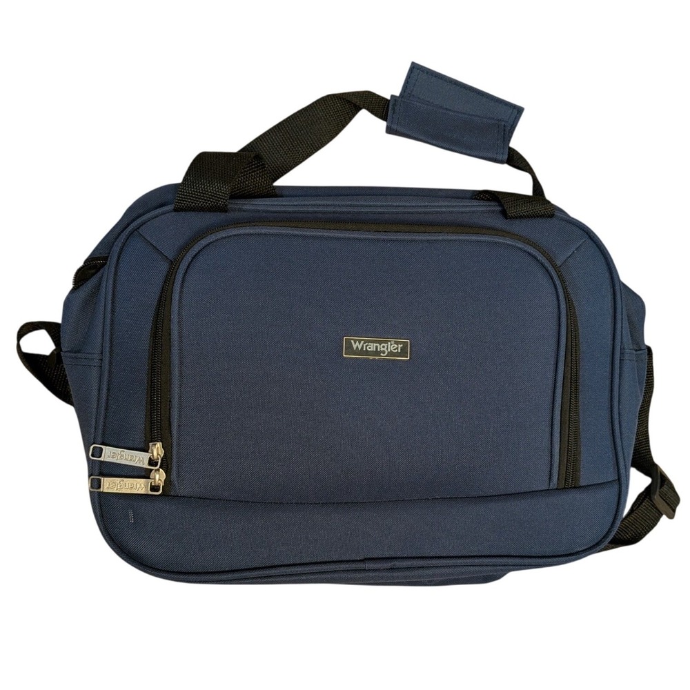 Wrangler Navy Blue Travel Boarding Bag Trolley Sleeve Shoulder Strap 14x10x4